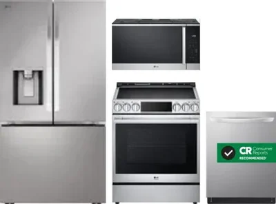 4 Piece Package Includes Refrigerator, Range, Microwave And Dishwasher