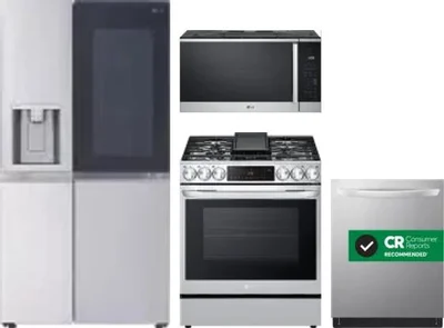 4 Piece Package Includes Refrigerator, Range, Microwave And Dishwasher