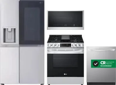 4 Piece Package Includes Refrigerator, Range, Microwave And Dishwasher