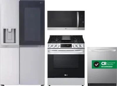 4 Piece Package Includes Refrigerator, Range, Microwave And Dishwasher
