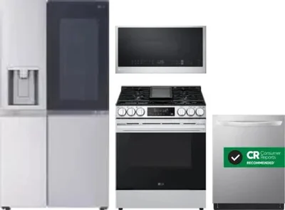 4 Piece Package Includes Refrigerator, Range, Microwave And Dishwasher