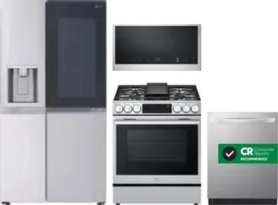 4 Piece Package Includes Refrigerator, Range, Microwave And Dishwasher