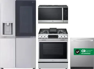4 Piece Package Includes Refrigerator, Range, Microwave And Dishwasher