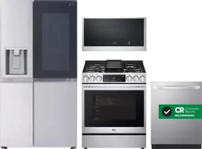 4 Piece Package Includes Refrigerator, Range, Microwave And Dishwasher