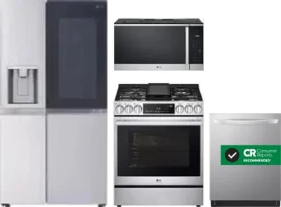 4 Piece Package Includes Refrigerator, Range, Microwave And Dishwasher