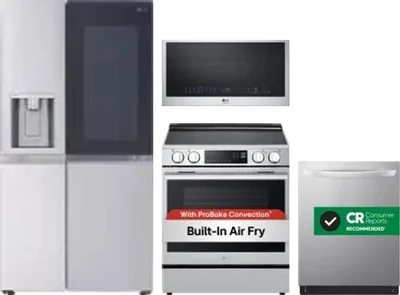4 Piece Package Includes Refrigerator, Range, Microwave And Dishwasher