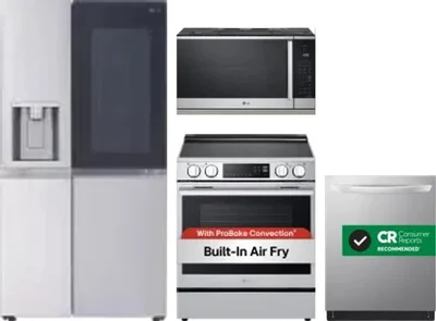 4 Piece Package Includes Refrigerator, Range, Microwave And Dishwasher