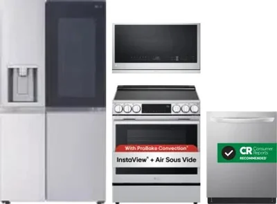 4 Piece Package Includes Refrigerator, Range, Microwave And Dishwasher