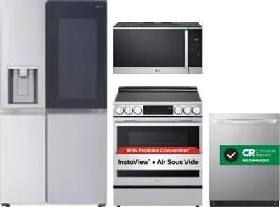 4 Piece Package Includes Refrigerator, Range, Microwave And Dishwasher