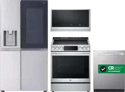 4 Piece Package Includes Refrigerator, Range, Microwave And Dishwasher