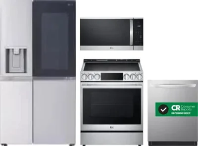 4 Piece Package Includes Refrigerator, Range, Microwave And Dishwasher