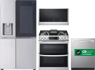 4 Piece Package Includes Refrigerator, Range, Microwave And Dishwasher