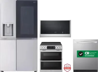 4 Piece Package Includes Refrigerator, Range, Microwave And Dishwasher