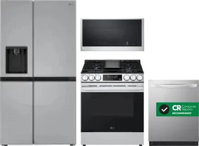 4 Piece Package Includes Refrigerator, Range, Microwave And Dishwasher