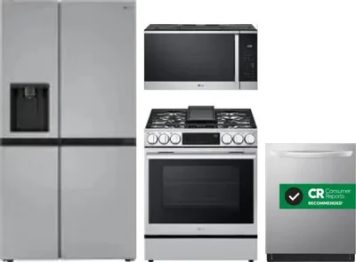 4 Piece Package Includes Refrigerator, Range, Microwave And Dishwasher