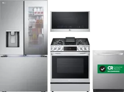 4 Piece Package Includes Refrigerator, Range, Microwave And Dishwasher