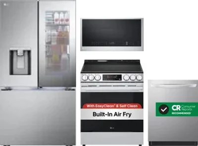 4 Piece Package Includes Refrigerator, Range, Microwave And Dishwasher