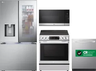 4 Piece Package Includes Refrigerator, Range, Microwave And Dishwasher