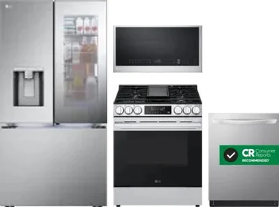 4 Piece Package Includes Refrigerator, Range, Microwave And Dishwasher