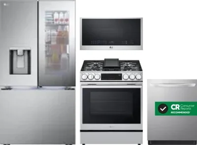 4 Piece Package Includes Refrigerator, Range, Microwave And Dishwasher