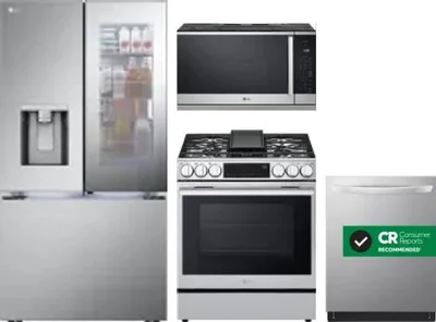 4 Piece Package Includes Refrigerator, Range, Microwave And Dishwasher