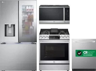 4 Piece Package Includes Refrigerator, Range, Microwave And Dishwasher