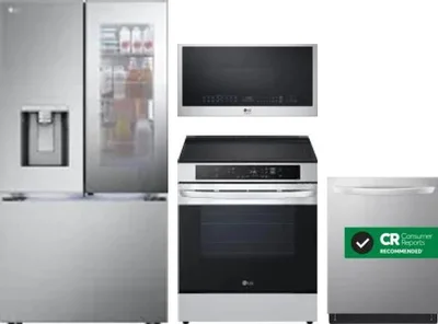 4 Piece Package Includes Refrigerator, Range, Microwave And Dishwasher