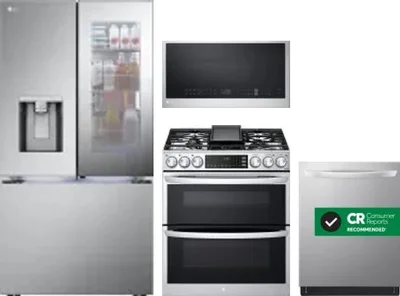 4 Piece Package Includes Refrigerator, Range, Microwave And Dishwasher