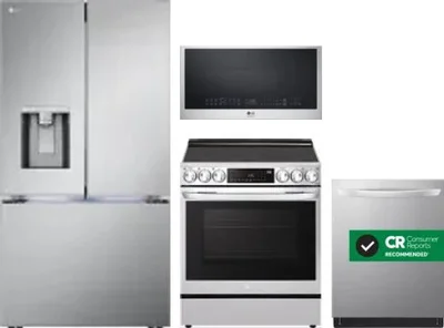 4 Piece Package Includes Refrigerator, Range, Microwave And Dishwasher
