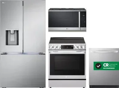 4 Piece Package Includes Refrigerator, Range, Microwave And Dishwasher