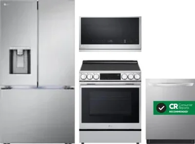 4 Piece Package Includes Refrigerator, Range, Microwave And Dishwasher