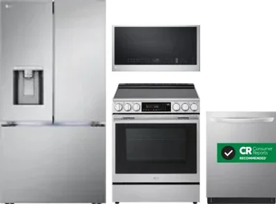 4 Piece Package Includes Refrigerator, Range, Microwave And Dishwasher