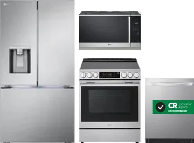 4 Piece Package Includes Refrigerator, Range, Microwave And Dishwasher