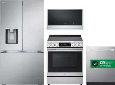 4 Piece Package Includes Refrigerator, Range, Microwave And Dishwasher
