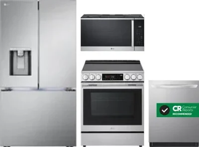 4 Piece Package Includes Refrigerator, Range, Microwave And Dishwasher