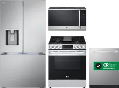 4 Piece Package Includes Refrigerator, Range, Microwave And Dishwasher