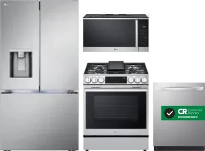 4 Piece Package Includes Refrigerator, Range, Microwave And Dishwasher