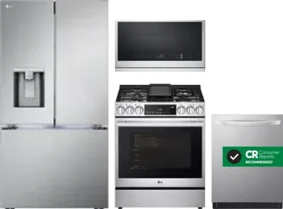 4 Piece Package Includes Refrigerator, Range, Microwave And Dishwasher