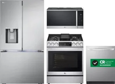 4 Piece Package Includes Refrigerator, Range, Microwave And Dishwasher