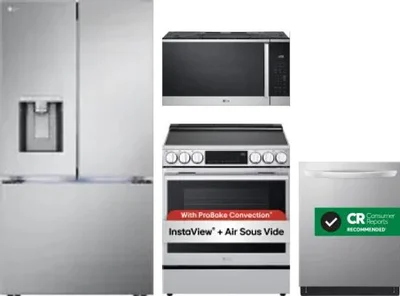 4 Piece Package Includes Refrigerator, Range, Microwave And Dishwasher
