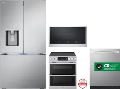 4 Piece Package Includes Refrigerator, Range, Microwave And Dishwasher