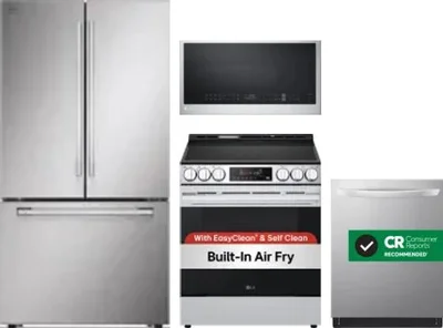 4 Piece Package Includes Refrigerator, Range, Microwave And Dishwasher