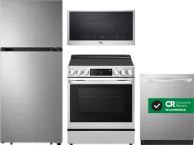 4 Piece Package Includes Refrigerator, Range, Microwave And Dishwasher