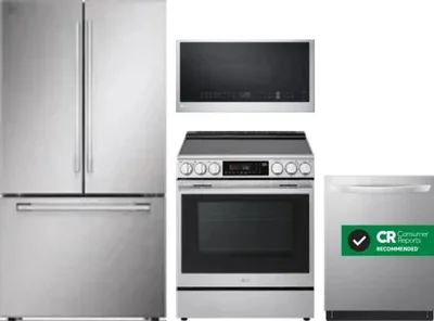 4 Piece Package Includes Refrigerator, Range, Microwave And Dishwasher