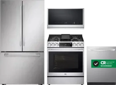 4 Piece Package Includes Refrigerator, Range, Microwave And Dishwasher