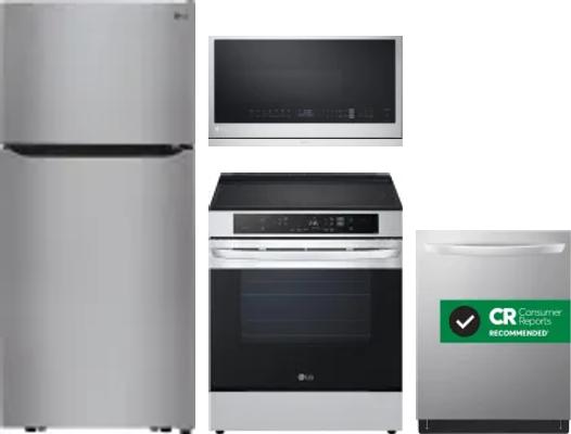 4 Piece Package Includes Refrigerator, Range, Microwave And Dishwasher