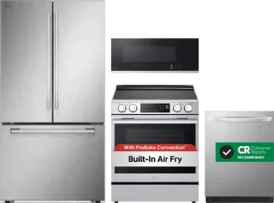 4 Piece Package Includes Refrigerator, Range, Microwave And Dishwasher