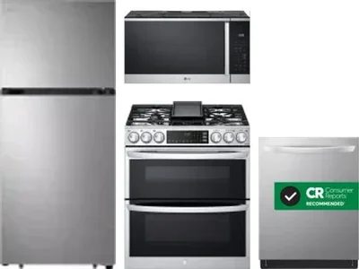 4 Piece Package Includes Refrigerator, Range, Microwave And Dishwasher