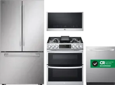 4 Piece Package Includes Refrigerator, Range, Microwave And Dishwasher