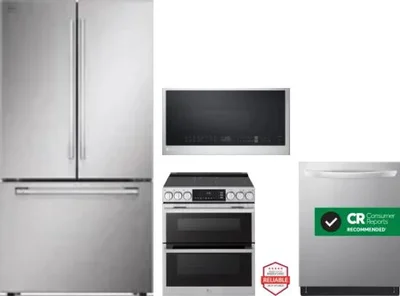 4 Piece Package Includes Refrigerator, Range, Microwave And Dishwasher